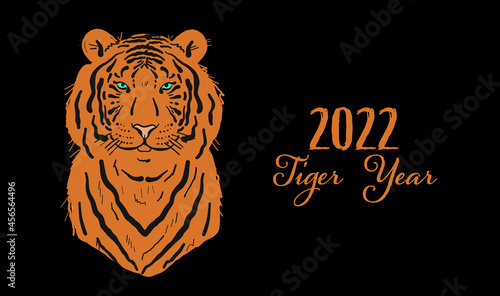 Tiger, animal character. Symbol of 2022 New Year. Design Template for Christm...
