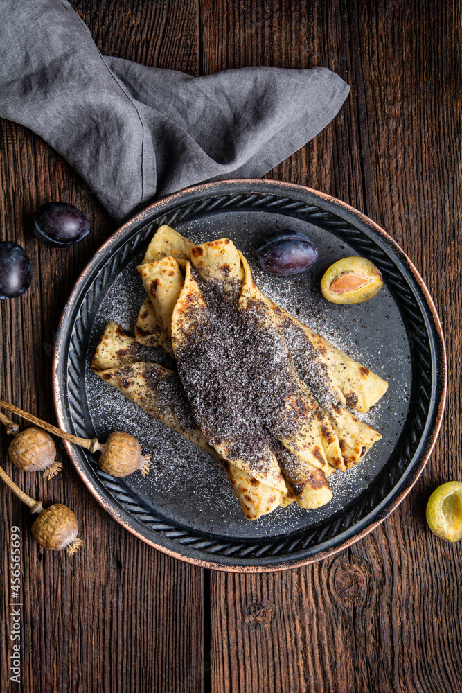 Lokse, traditional Slovak potato flatbread with plum jam and poppy seed filling Lokse, traditional Slovak potato flatbread with plum jam and poppy seed filling