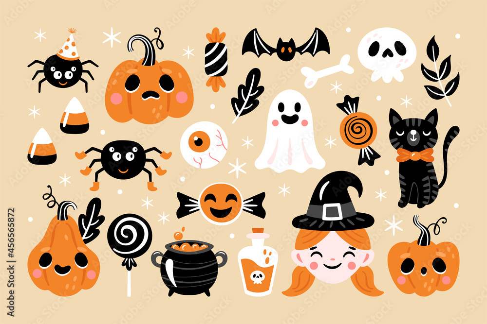 Фотография Halloween holiday cute element set