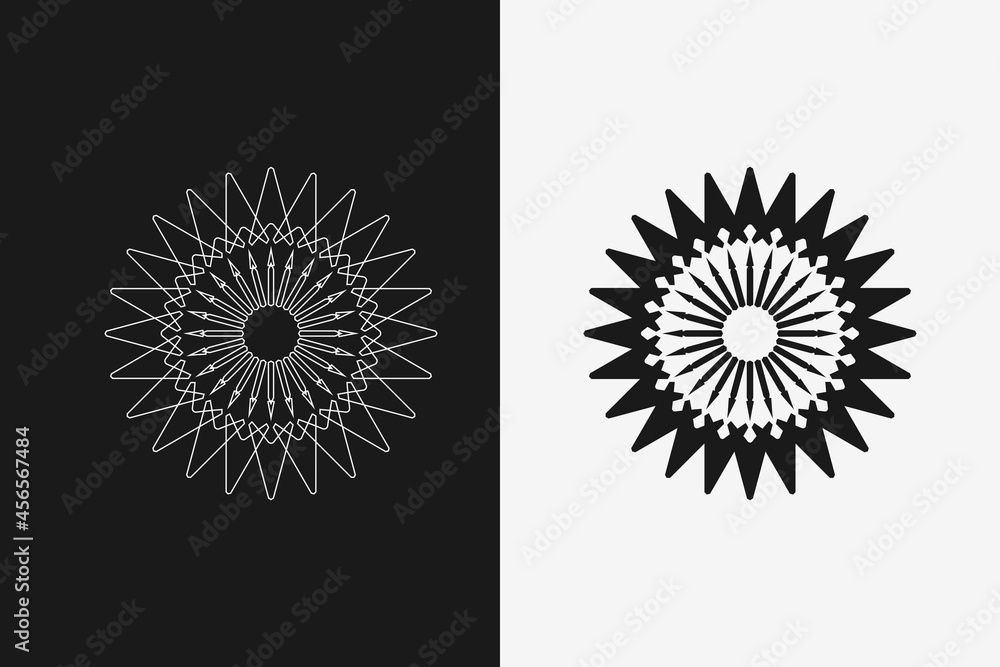 Abstract star ornament, black and white,template vector stock Abstract star ornament, black and white,template vector stock