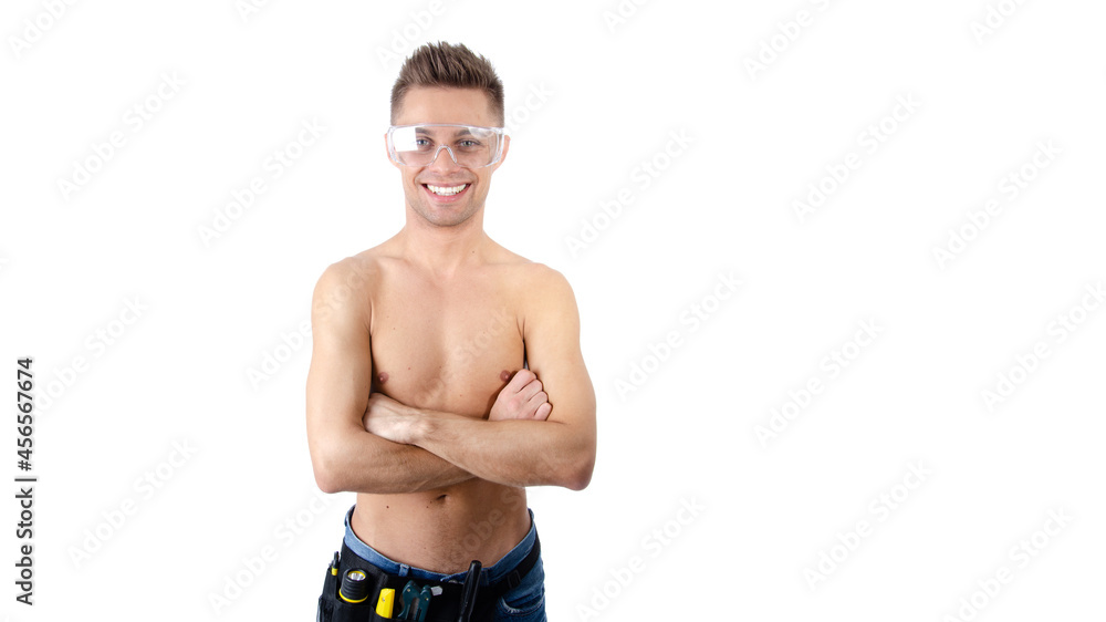 Fototapeta premium Housework and renovation. Young handsome handyman.