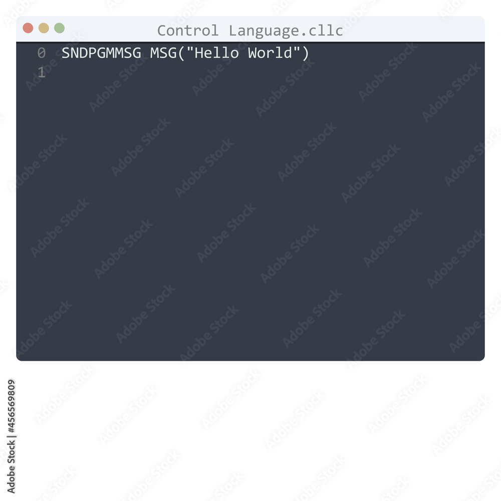 Control Language language Hello World program sample in editor window