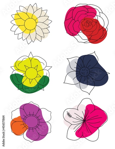 set of flowers