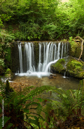 Beautiful waterfall in a forest in Galicia  Spain  known by the name of San Pedro de Incio.