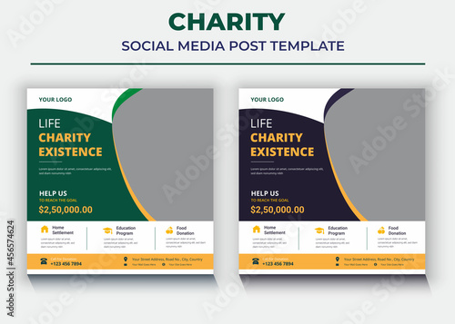 charity Social media post and flyer, life charity existence promotion, education program