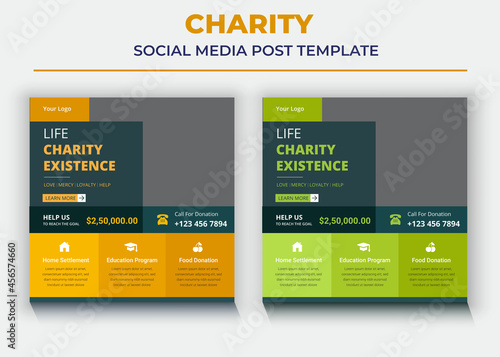 charity Social media post and flyer, life charity existence promotion, education program