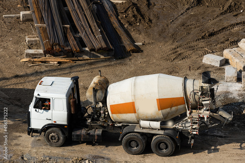 construction site, concrete pouring, piles photo