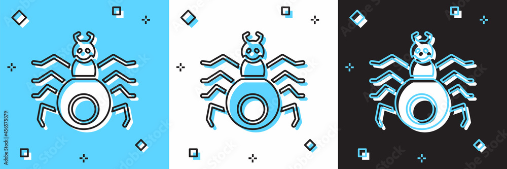 Set Spider icon isolated on blue and white, black background. Happy Halloween party. Vector Set Spider icon isolated on blue and white, black background. Happy Halloween party. Vector