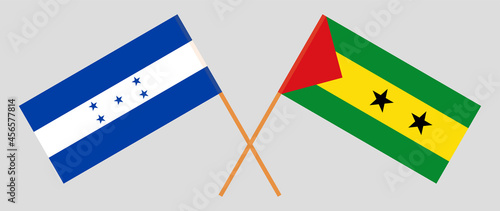 Crossed flags of Honduras and Sao Tome and Principe. Official colors. Correct proportion