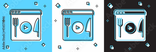 Set Cooking live streaming icon isolated on blue and white, black background. Vector