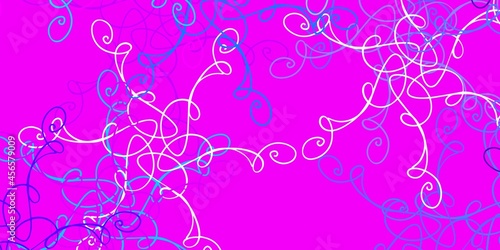 Light Pink  Blue vector backdrop with bent lines.