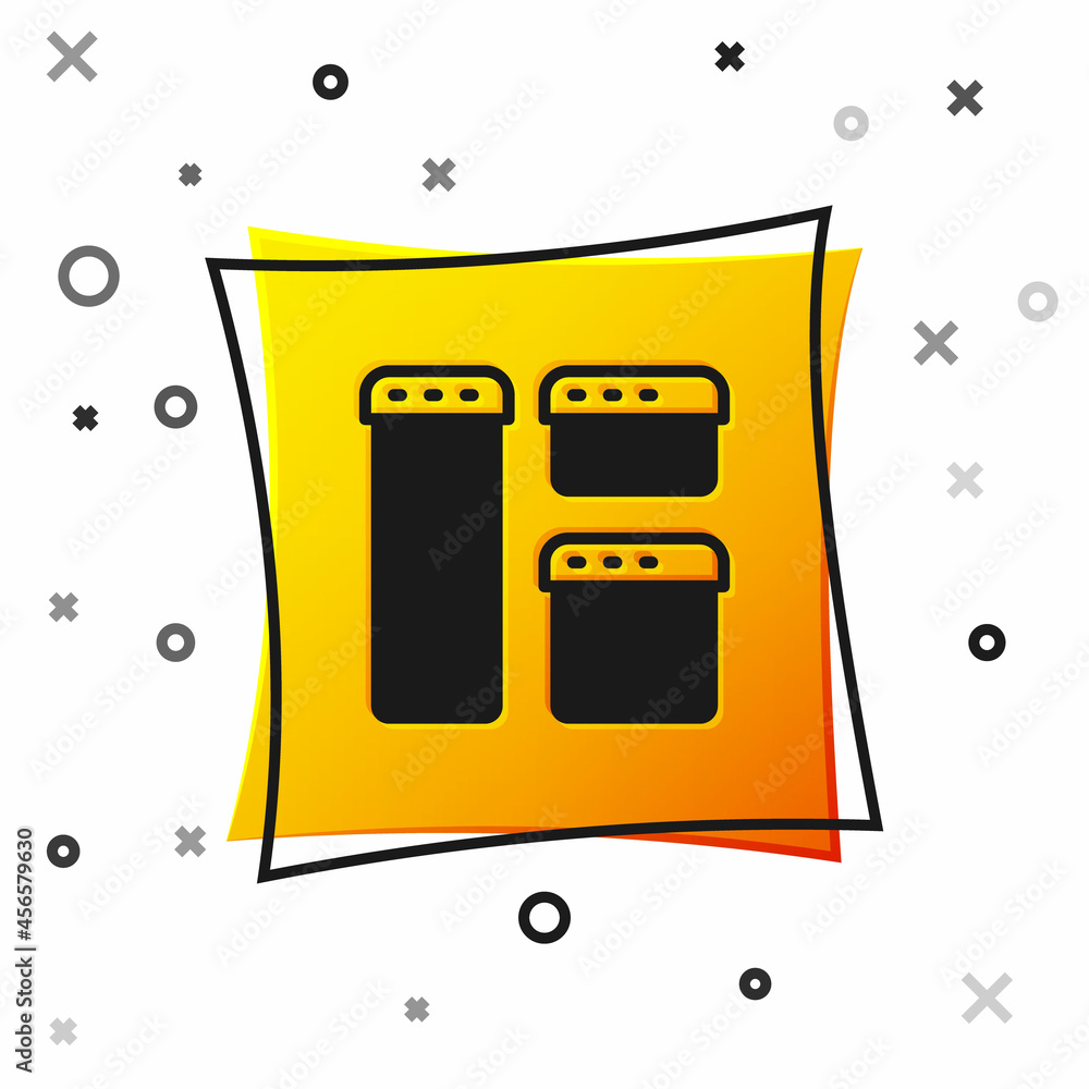 Black Browser window icon isolated on white background. Yellow square button. Vector Black Browser window icon isolated on white background. Yellow square button. Vector