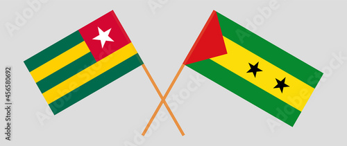 Crossed flags of Togo and Sao Tome and Principe. Official colors. Correct proportion