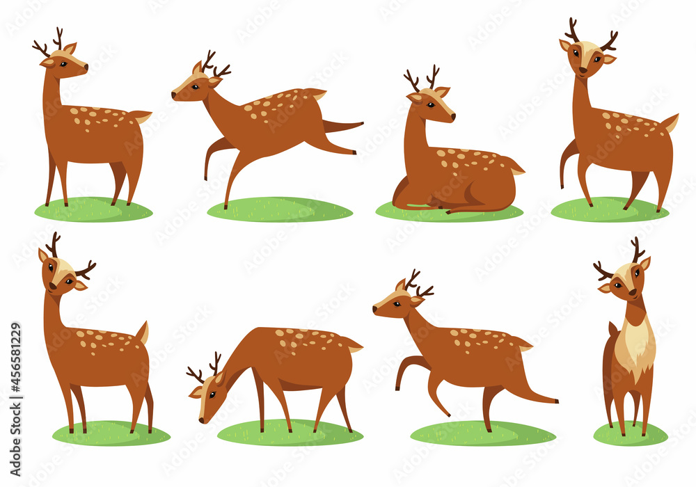 Cute deer hunting on white background, vector illustration. Coloring page for kids and adults. Cute deer hunting on white background, vector illustration. Coloring page for kids and adults.