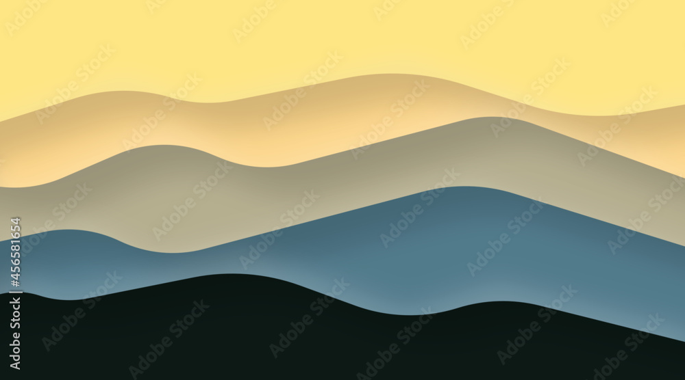 Abstract mountain background illustration. Mountain view papercut colorful background illustration vector