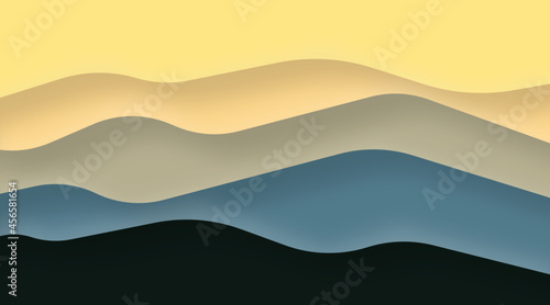 Abstract mountain background illustration. Mountain view papercut colorful background illustration vector © Framehay