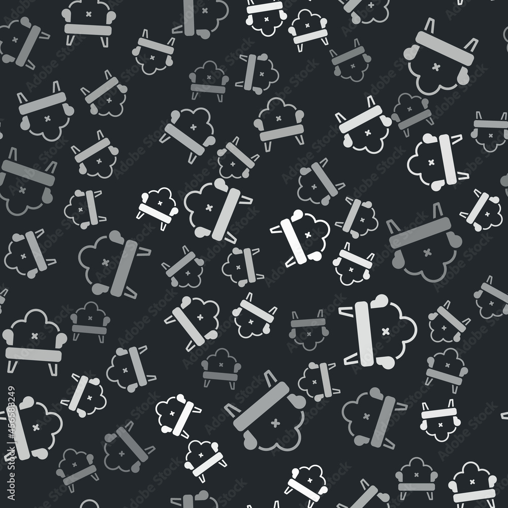 Grey Sofa icon isolated seamless pattern on black background. Vector Grey Sofa icon isolated seamless pattern on black background. Vector