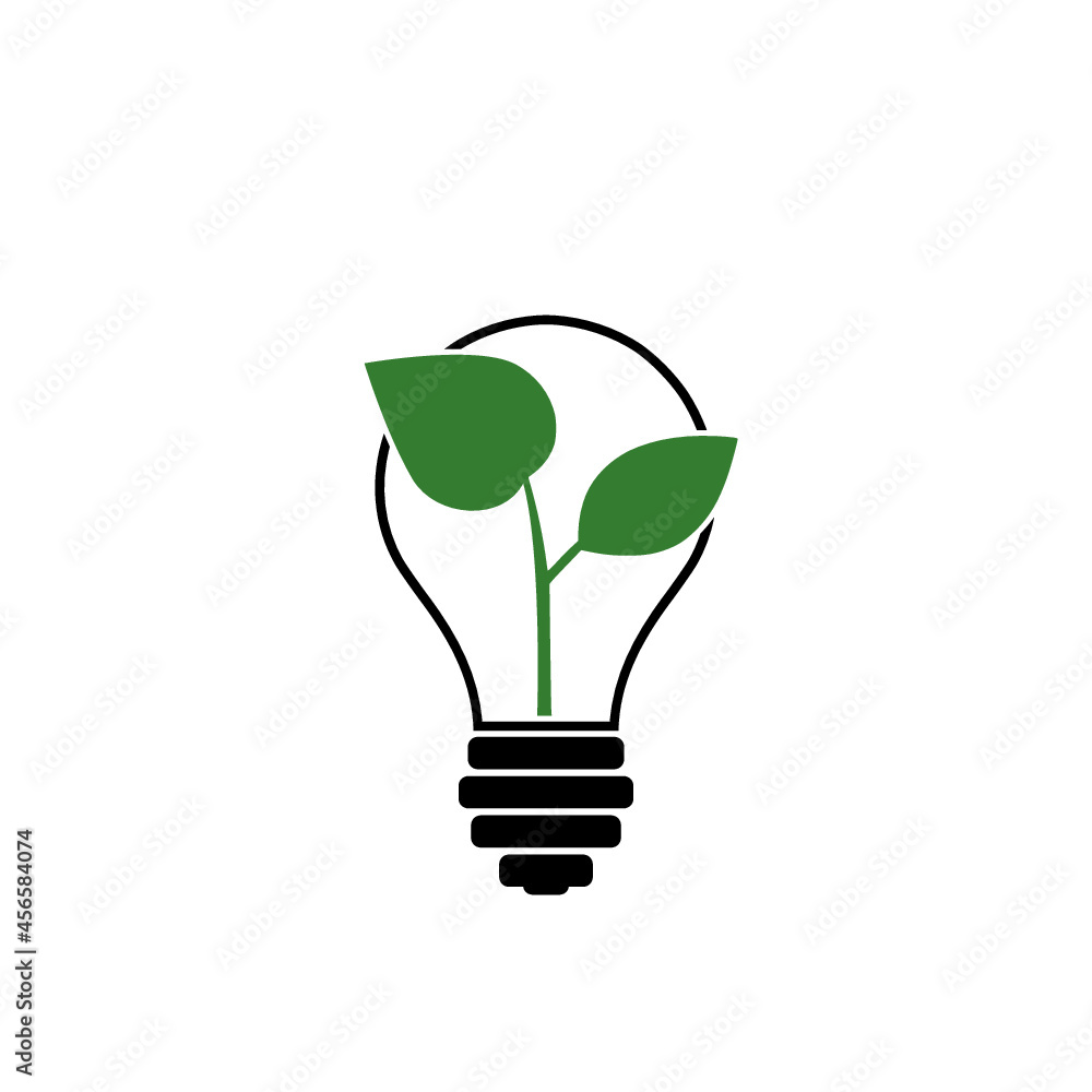 Light bulb with growing plant icon isolated on white background Light bulb with growing plant icon isolated on white background