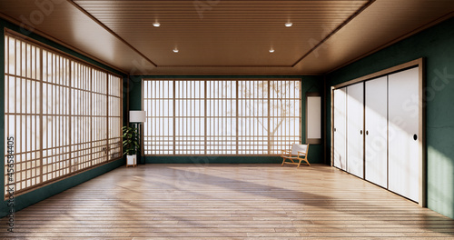 Empty room  white room  Clean modern room  japanese style.3D rendering