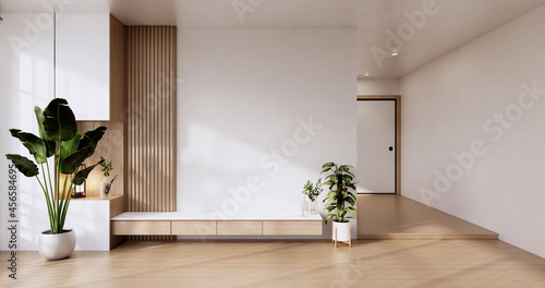 Cabinet wooden design on modern room japanese.3D rendering
