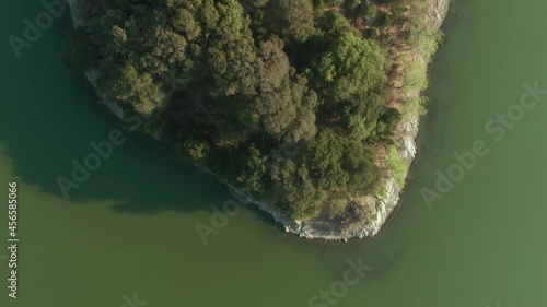 Aerial: Lake Chabot water reservoir. Oakland, USA photo