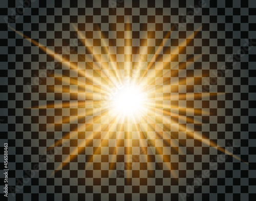 Realistic transparent star burst lighting effect vector illustration