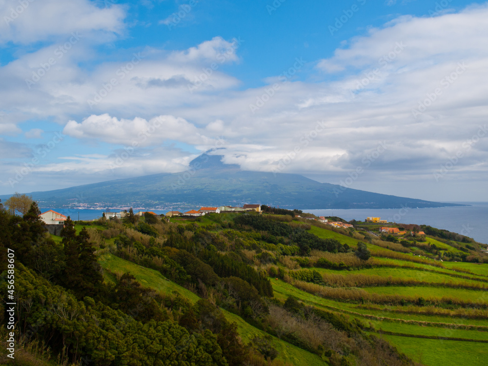 Pico mountain view from Faial island, Azores