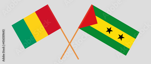 Crossed flags of Guinea and Sao Tome and Principe. Official colors. Correct proportion