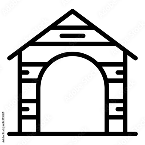 Wooden kennel icon outline vector. Dog house. Pet house