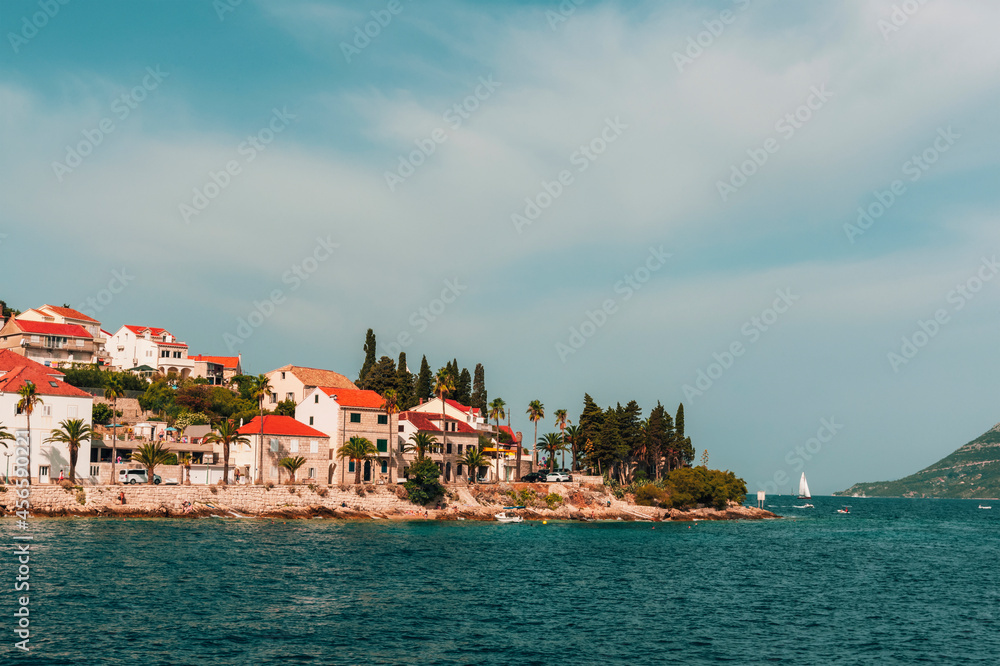 Beautiful view of Korcula town and Adriatic sea, Croatia