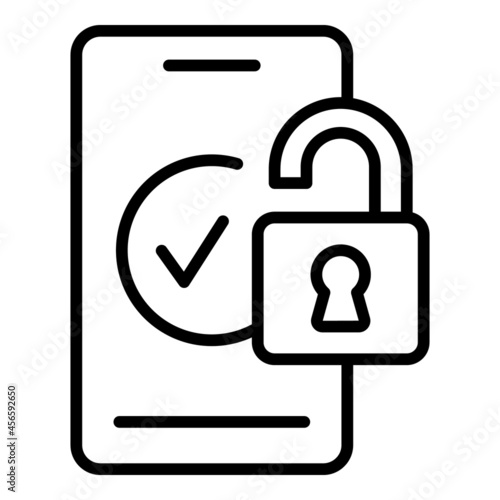 Unlocked mobile icon outline vector. Phone lock. Smart verification