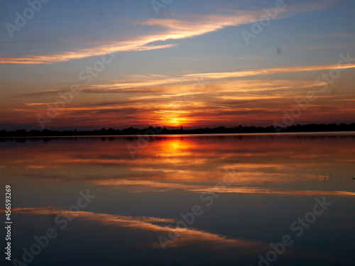 sunset over the river