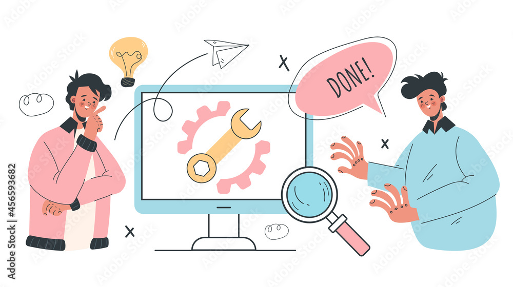 Computer repair abstract illustration design element concept
Computer repair abstract illustration design element concept