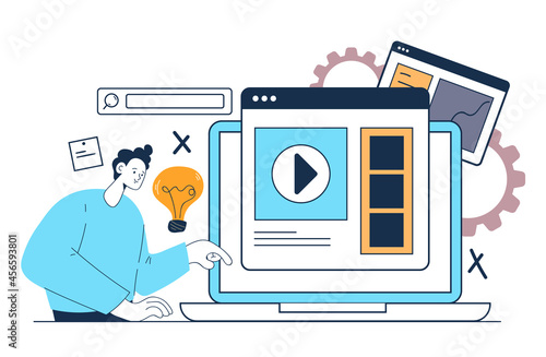 Online web internet education lessons tutorial courses studying concept. Vector flat graphic design illustration