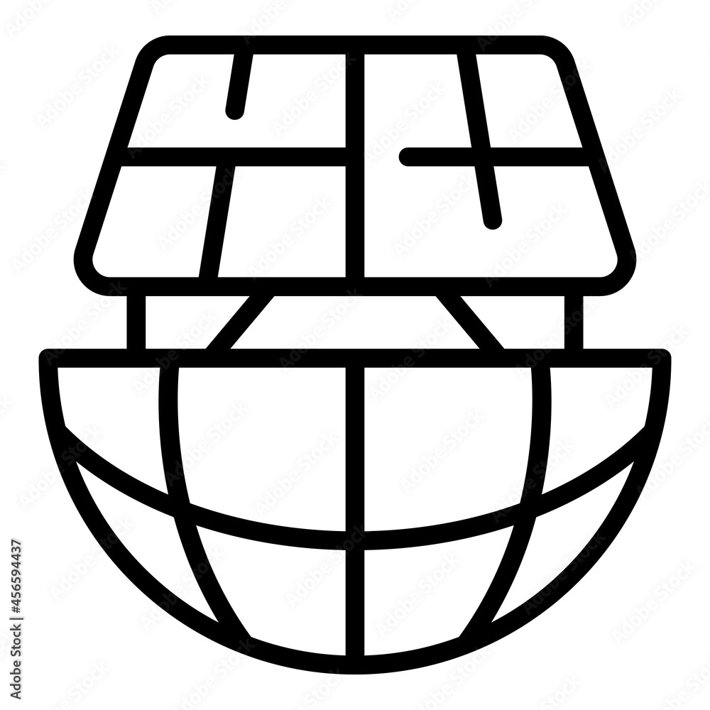 Globe solar panel icon outline vector. Sun energy. Environment power Globe solar panel icon outline vector. Sun energy. Environment power