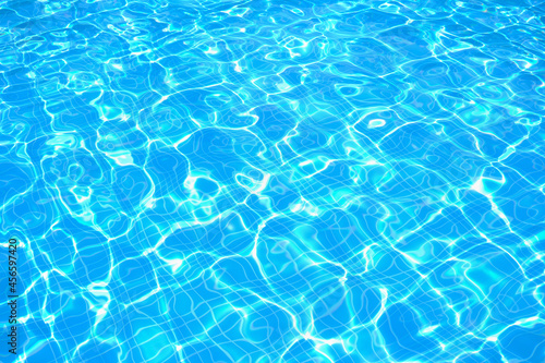  Blue water, close-up pool natural background.