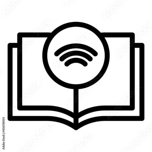 Book broadcast icon outline vector. Audio podcast. Online audiobook