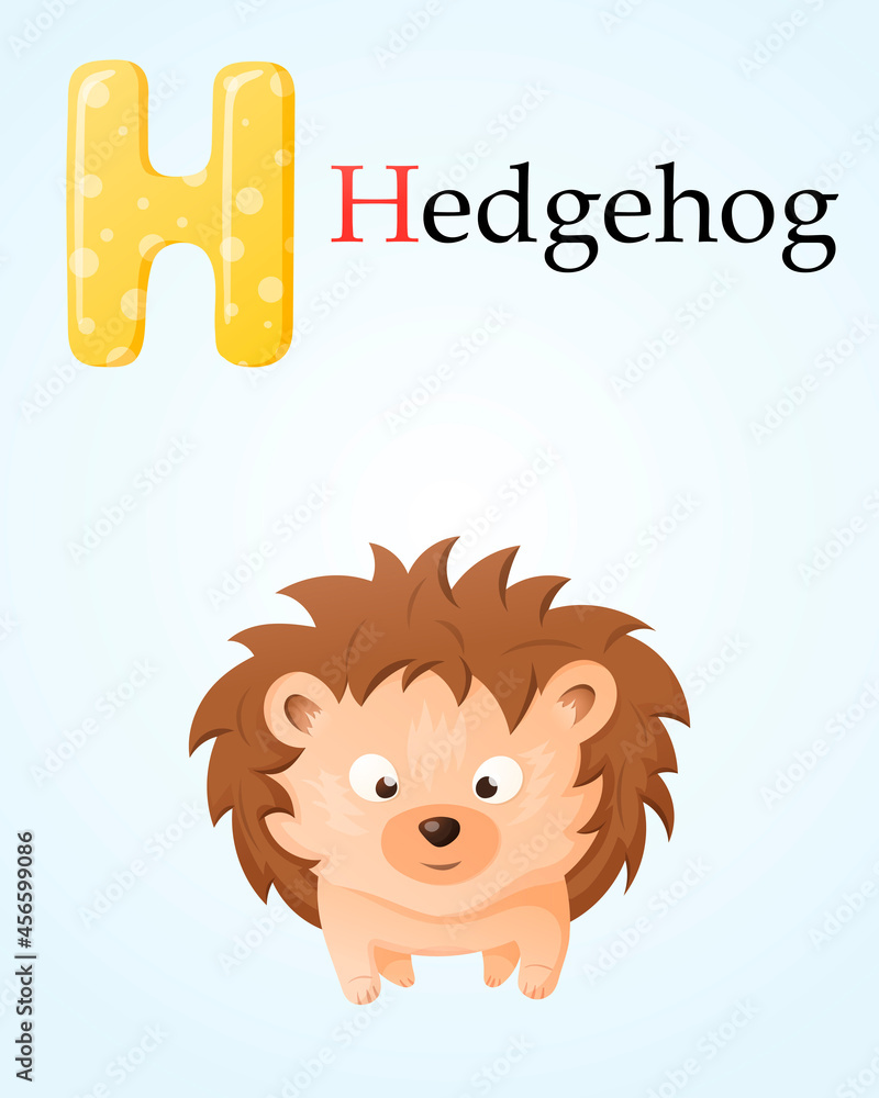 Kids banner template with english alphabet letter H and cartoon image ...
