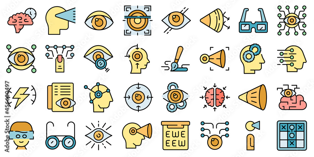 Quadro em tela Visual perception icons set outline vector