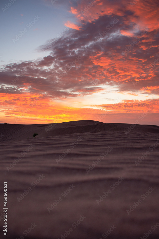 Sunset with clouds at desert
