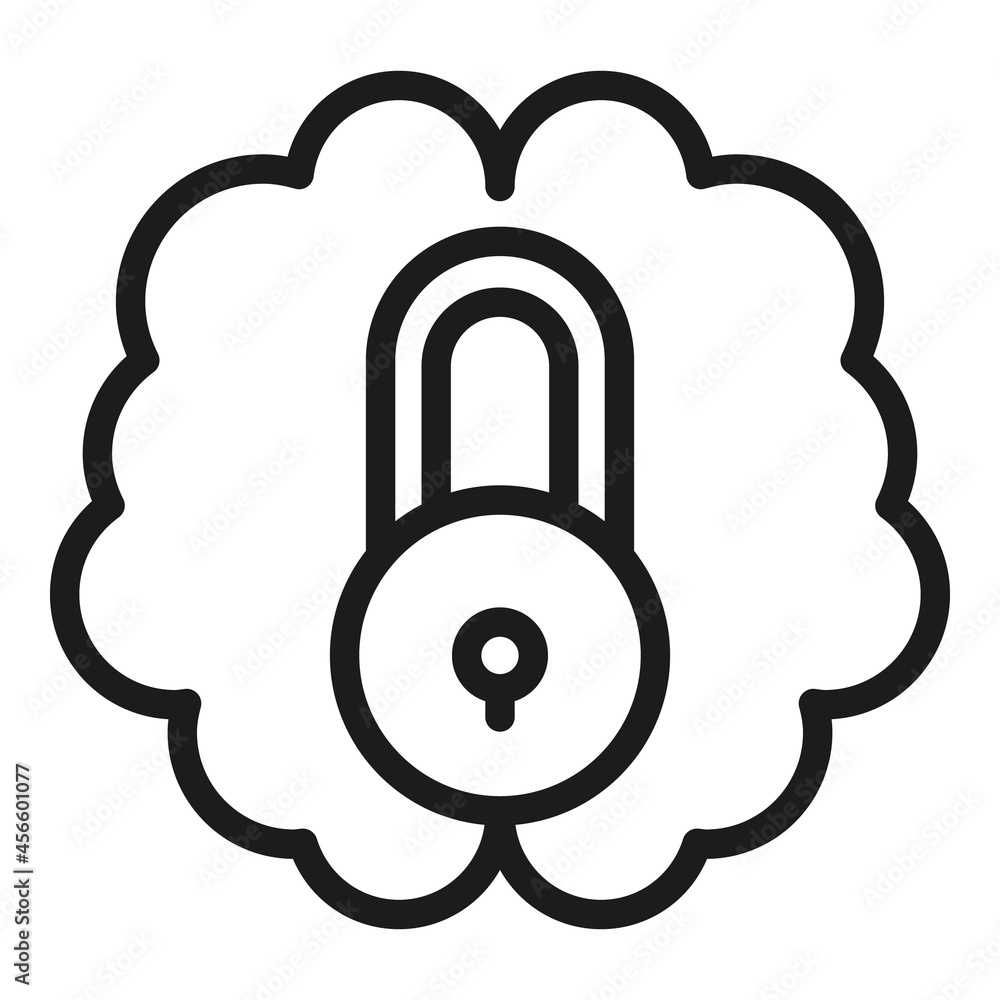 Lock brain icon outline vector. Key head. Smart mind Lock brain icon outline vector. Key head. Smart mind