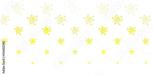 Light Yellow vector background with covid-19 symbols.