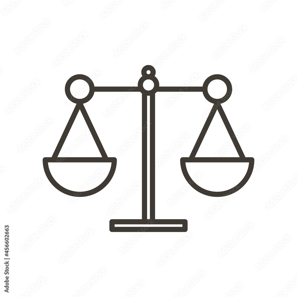 Vector thin line scale for concepts of balance, measuring, law decisions, precision, comparison and equilibrium Vector thin line scale for concepts of balance, measuring, law decisions, precision, comparison and equilibrium