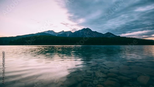 4K Timelapse of Patricia lake in Jasper national park at sunset