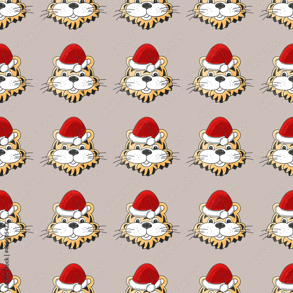 Seamless pattern. Year of the tiger 2022. Can be used for fabric, packaging and etc Seamless pattern. Year of the tiger 2022. Can be used for fabric, packaging and etc