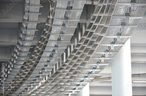 Metal trays for laying communications  wires at industrial facilities  in buildings  factories  factories  stadiums