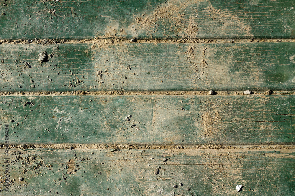 Green color,dirty wooden background ,top view Green color,dirty wooden background ,top view