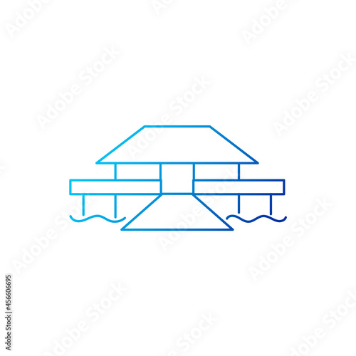 House on stilts outline icon. Maldives architecture. Tropical resort. Isolated vector stock illustration