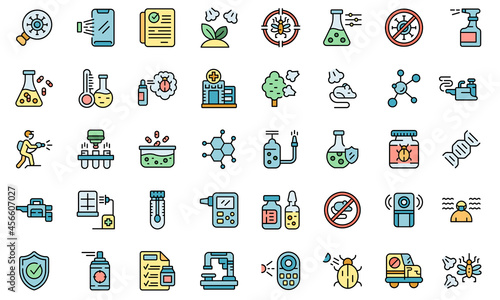 Chemical control icons set outline vector. Quality test. Water safety