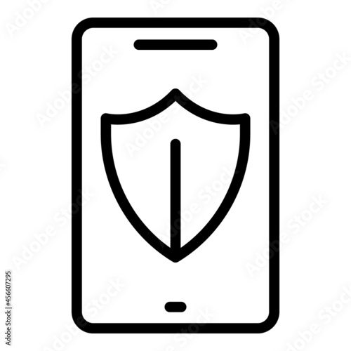 Protected phone icon outline vector. Shield protection. Cellphone privacy